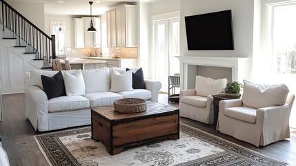 Anchor your space with balanced proportions and cozy touches. 