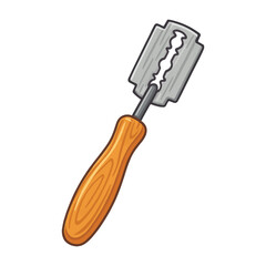 Obraz premium Bread Lame Vector – Wooden Handle Razor Tool for Dough Scoring