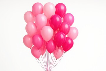 Chic cluster of glossy magenta and hot pink balloons bunched together, creating a vibrant and playful accent, isolated on a clean white backdrop.