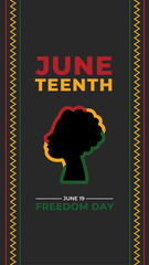 Juneteenth Freedom or Emancipation day. Perfect for Story Social Media Post, Banner, Poster and Background. Vector Illustration