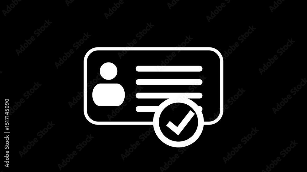 Poster personal data check with chick icon animation. identification card with chick mark. manager check li