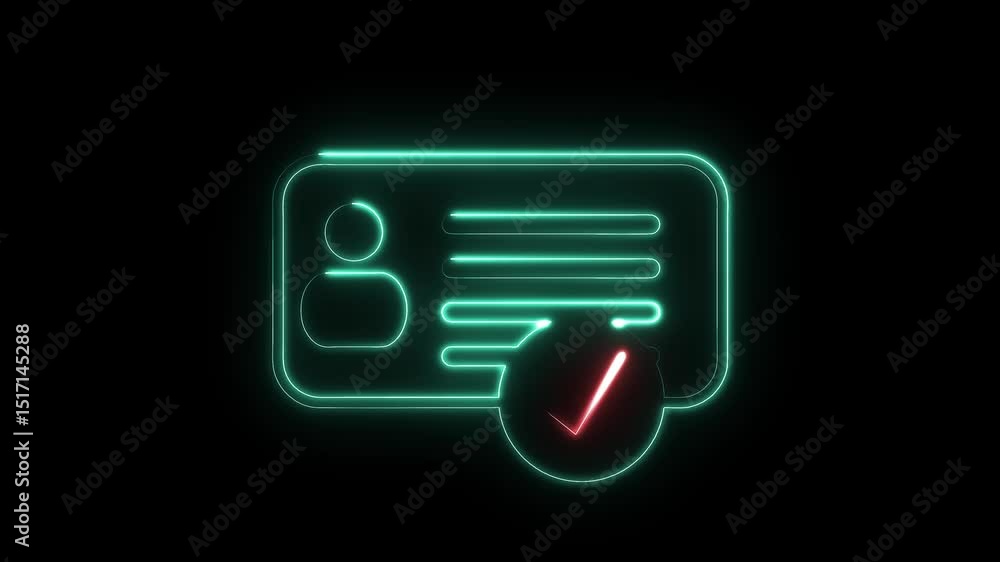Poster personal data check with chick icon animation. identification card with chick mark. manager check li