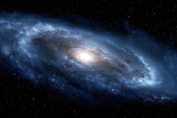 Obraz premium Majestic spiral galaxy illuminated by scattered stars showcasing cosmic beauty and vastness of the universe in a brilliant scene filled with swirling cosmic colors and endless celestial wonder