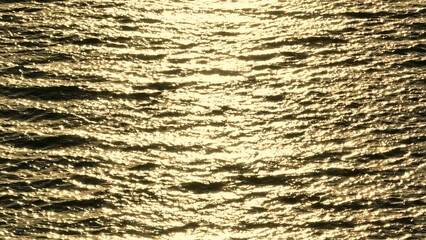 Golden waves ripple across the surface of the water, driven by the wind, creating a mesmerizing pattern as light dances on the water’s surface, reflecting the dynamic interplay of nature.
