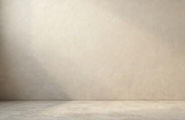 Beige concrete wall, floor texture background. Neutral colors provide backdrop for design projects, advertising campaigns, product presentations. Minimalist concept. Blank empty space for text,