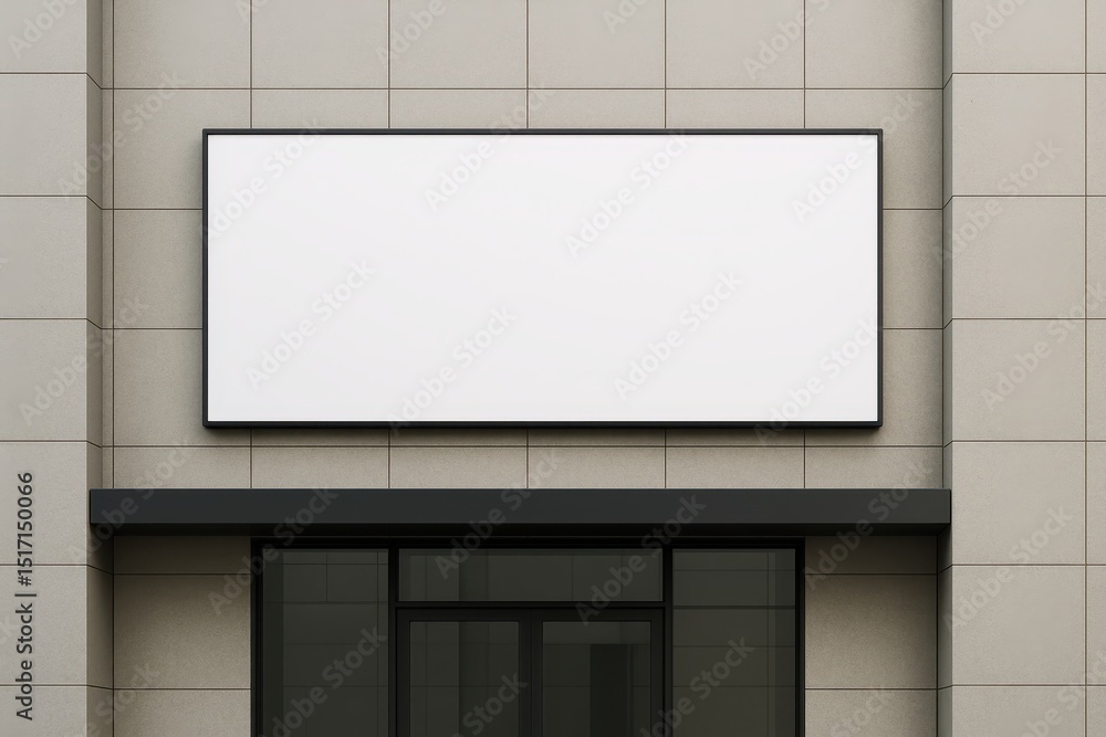 Aufkleber modern minimalist building facade with a large blank rectangular signboard perfect for showcasing ad