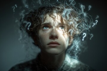 Pensive Young Person with Questions