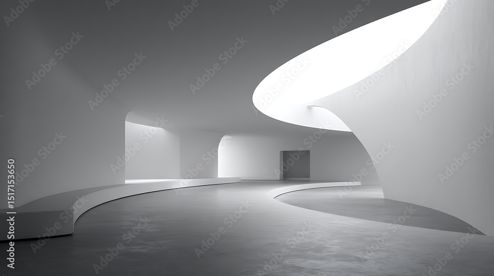 Aufkleber empty minimal abstract architecture building interior or exterior concrete design open space floor c