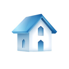 Fototapeta premium Blue-House-Home - isolated-illustration-transparent-3d-png