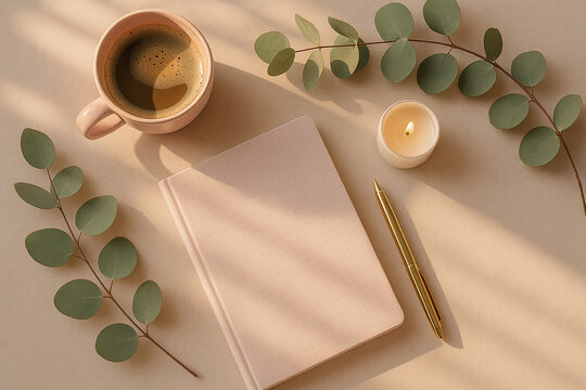 blank notebook and pen