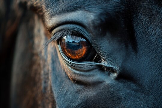 Close-up of cow eye showing detailed texture and reflection