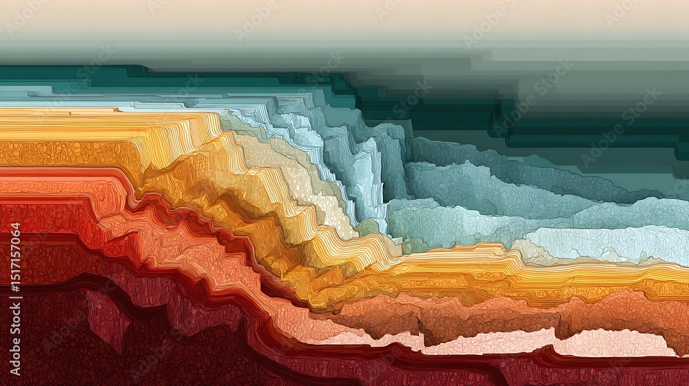Poster Schematic abstract cut geological structure of earth layers with minerals