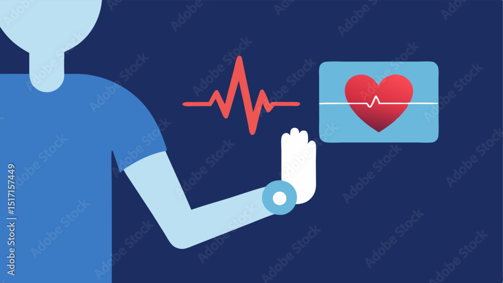 Poster heart rate feedback a closeup of a person looking at their wrist where a sleek heart rate monitor is