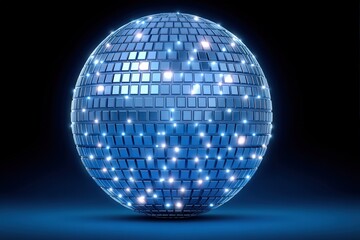 Obraz premium Stunning reflective disco ball glimmering under vibrant stage lighting creating a playful atmosphere for a lively event or dance party that captivates audiences with its dazzling brilliance