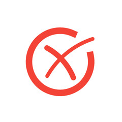 Check mark icon button set. Check box icon with right and Wrong buttons and yes or no checkmark icons in green tick box and red cross. Isolated checkmark symbol, right and wrong sign concept.