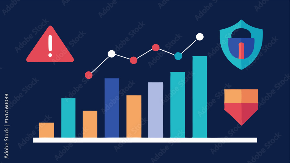 Poster data visualization of fraud trends a sleek graph or chart that portrays trends in fraudulent transac
