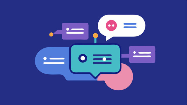 Chat Interface A vector of a digital conversation bubble showing a friendly AI assistant icon and messages displaying personalized Cyber Monday deals tailored for the shopper.