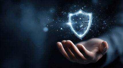 Protecting Digital Privacy A Human Hand Offering Protection Safety and Security A Modern Technology Solution and Shield Concept