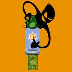 Predatory Gambling: Demonic Hand Feeding Money to Betting App - Financial Ruin Concept