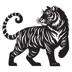 tiger silhouette, editable vector image