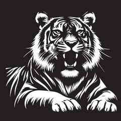 tiger silhouette, editable vector image