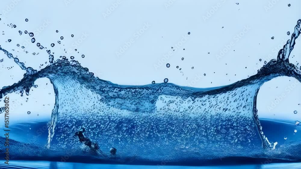 Poster dynamic water splash with droplets creating a crown-like effect against a clean white background in 