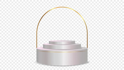 Podium white on transparent background Vector 3d. Template Stand for product presentation studio showroom awards. Product display mockup.