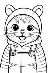 Cat Animal Doodle Line Art Illustration