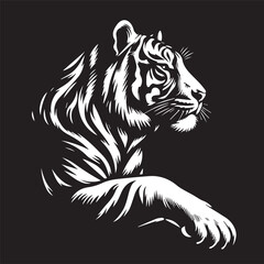 tiger silhouette, editable vector image
