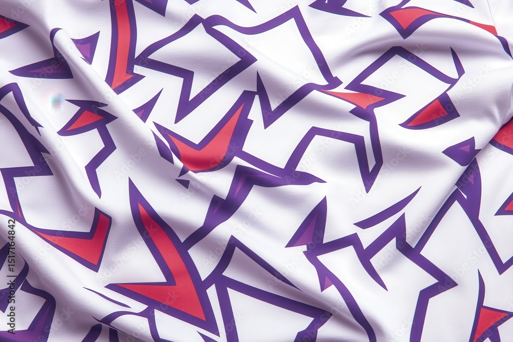 Aufkleber abstract geometric fabric: the image showcases a fabric adorned with a dynamic abstract pattern of r