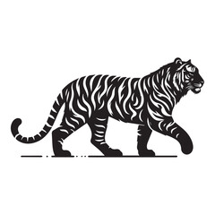 tiger silhouette, editable vector image