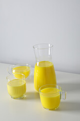 Moon or turmeric milk, concept of tasty drink