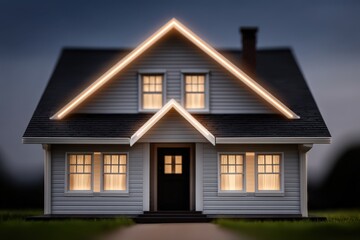 Elegant suburban house illuminated at dusk with cozy glowing windows and modern design elements showcasing architectural beauty and inviting atmosphere for potential homeowners seeking