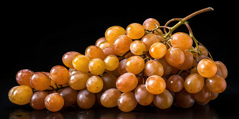 ripe grapes in black background