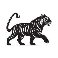 tiger silhouette, editable vector image