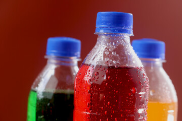 Cool soft drink with red background