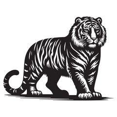 tiger silhouette, editable vector image