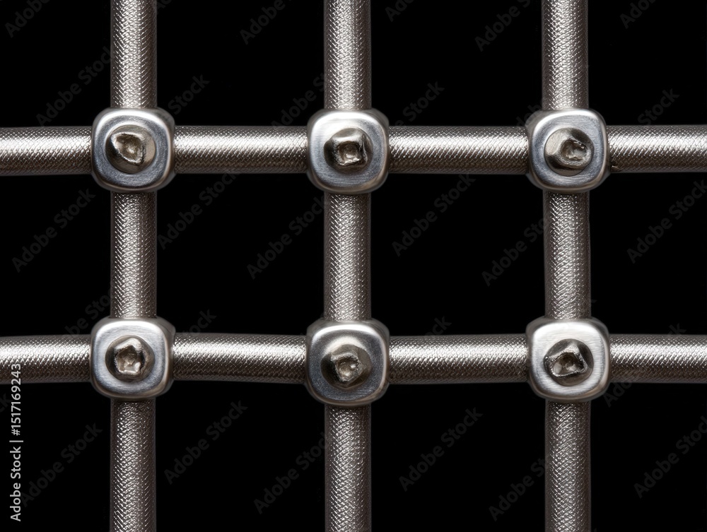 Poster intricate metallic grid structure showcasing cross-sectional details and seamless connection points 