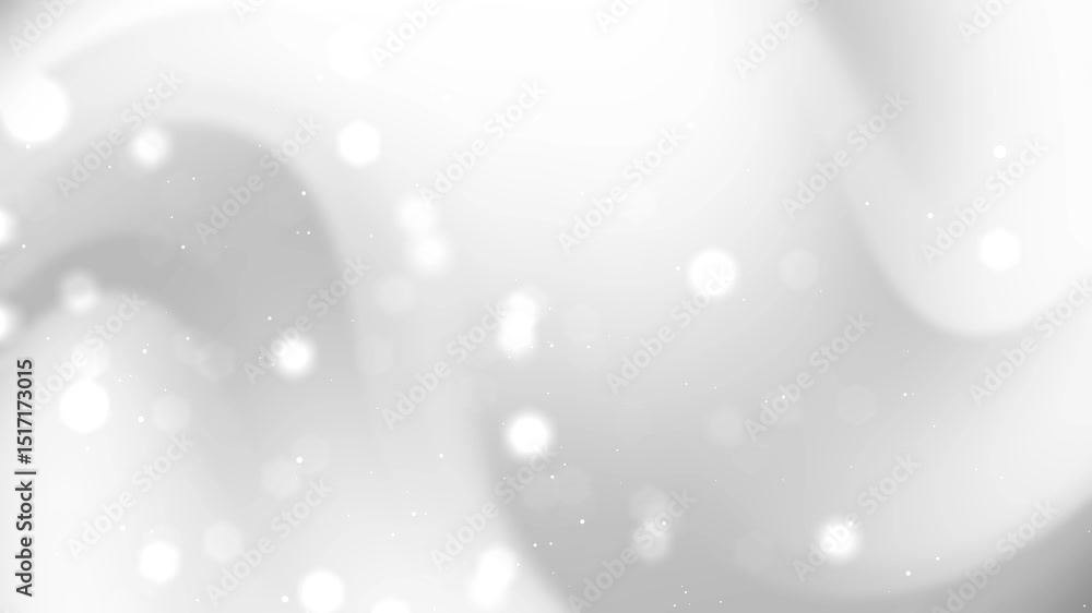 Poster abstract animated background with white flowing waves and glowing bokeh lights, creating a beauty, d