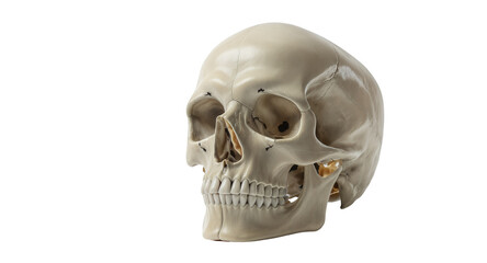 Fototapeta premium Detailed Realistic Human Skull Against Transparent Background Perfect for Medical Illustration and Halloween Decoration Clipart