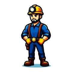 Fototapeta premium Powerful Miner Cartoon Illustration: Strong and Determined Coal Worker