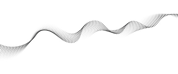 Flowing Dot Wave halftone gradient pattern on transparent background