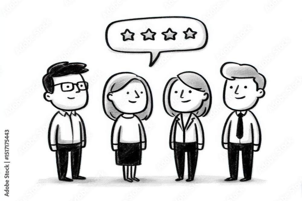 Aufkleber group of business professionals discussing teamwork and collaboration in a creative environment surr