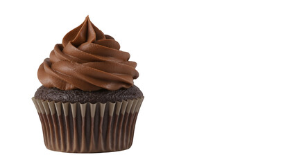 Delicious Chocolate Cupcake with Rich Frosting Isolated by Transparent Background for Sweet Indulgence Dessert Treat, Bakery Concept Clipart Realistic