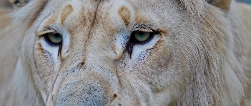 Anamorphic video Close up white lion