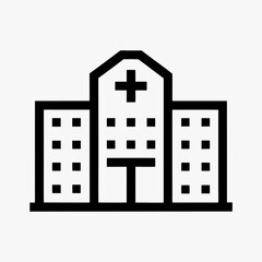 Minimalist Hospital Building Icon – Medical Facility Line Art for Healthcare Design