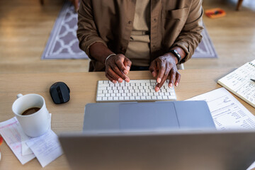 Business owner updating accounts online