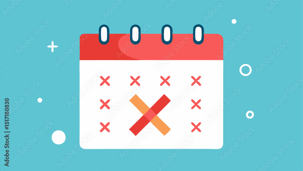 Poster calendar marked day without purchases a calendar page with a bold x over a specific date highlightin
