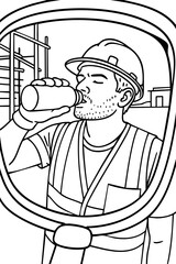 Construction Worker  Doodle Line Art Illustration