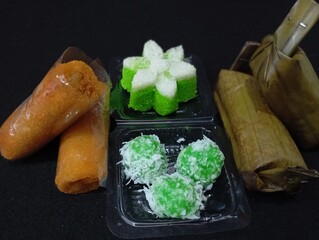 traditional snack from Indonesia. A market snack containing rice and vegetables.